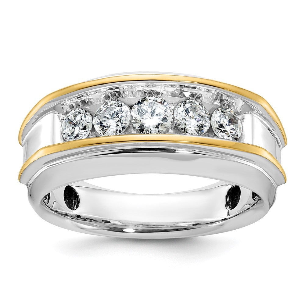 14K Bicolor Herrenring mit 1 ct. im Labor gezüchtetem Diamant VS/SI+ G+
