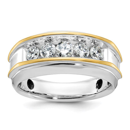 14K Bicolor-Gold Herren-Ring mit 1K Diamant, komplett besetzt