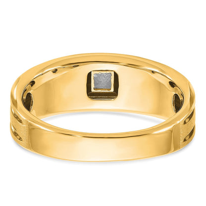 10K Gelbgold Ibgoodman Herren Poliert und Satiniert Diamant Komplett Ring