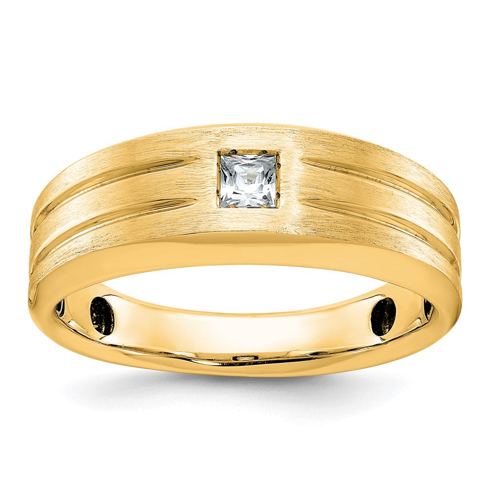 10K Gelbgold Ibgoodman Herren Poliert und Satiniert Diamant Komplett Ring