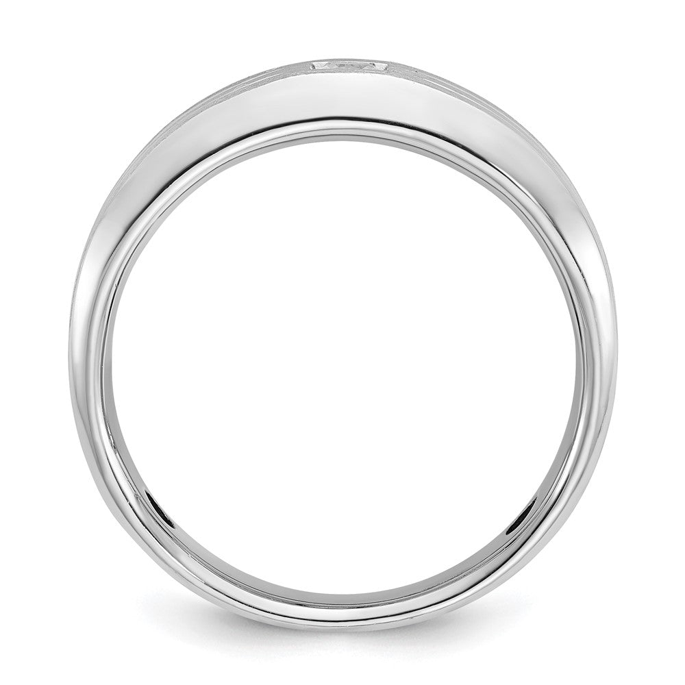 14K Weißgold Herren Ring, poliert und satiniert, mit 0,17 ct. Diamant