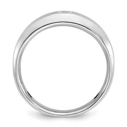 14K Weißgold Herren Ring, poliert und satiniert, mit 0,17 ct. Diamant