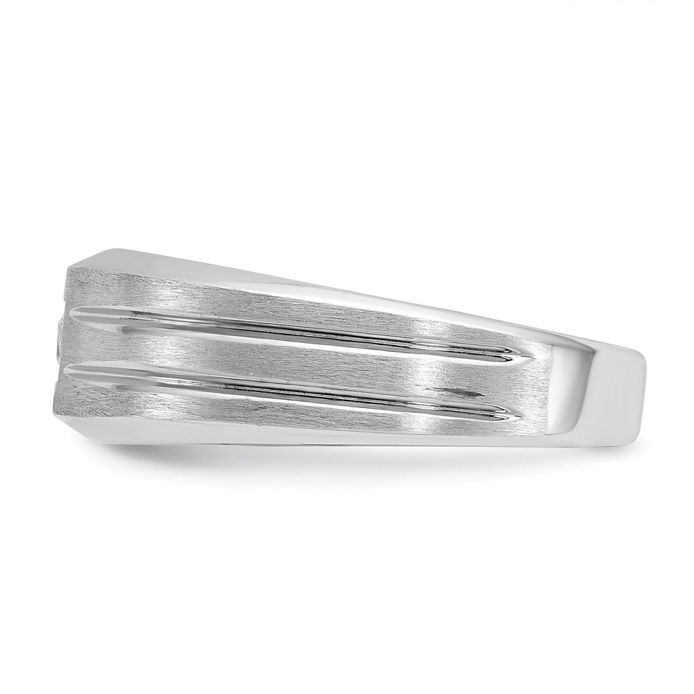 14K Weißgold Herren Ring, poliert und satiniert, mit 0,17 ct. Diamant