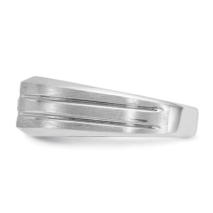 14K Weißgold Herren Ring, poliert und satiniert, mit 0,17 ct. Diamant