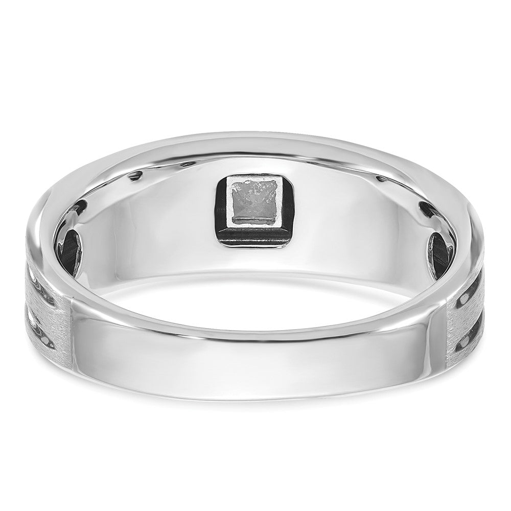 14K Weißgold Herren Ring, poliert und satiniert, mit 0,17 ct. Diamant