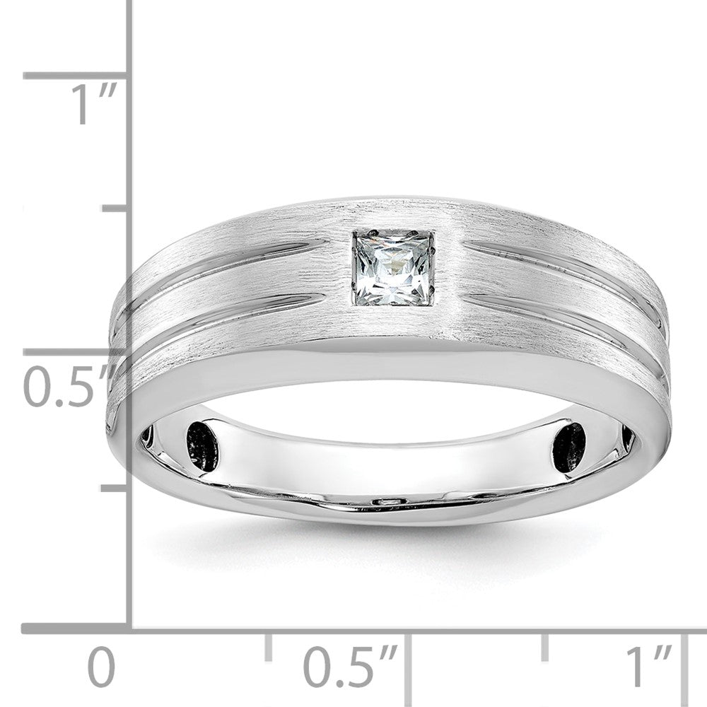 14K Weißgold Herren Ring, poliert und satiniert, mit 0,17 ct. Diamant