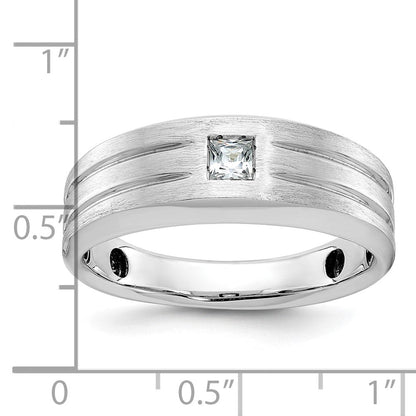 14K Weißgold Herren Ring, poliert und satiniert, mit 0,17 ct. Diamant