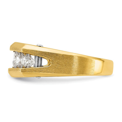 14K Bicolor-Gold Herren-Ring, poliert und satiniert, mit 1,5K Diamant, komplett besetzt