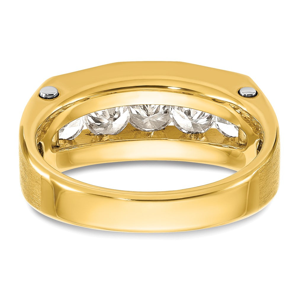 14K Bicolor Herrenring mit 1,5 ct. Labor-gezüchteten Diamanten VS/SI+ G+, Fünf-Stein, poliert und satiniert