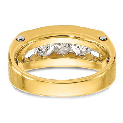 14K Bicolor-Gold Herren-Ring, poliert und satiniert, mit 1,5K Diamant, komplett besetzt