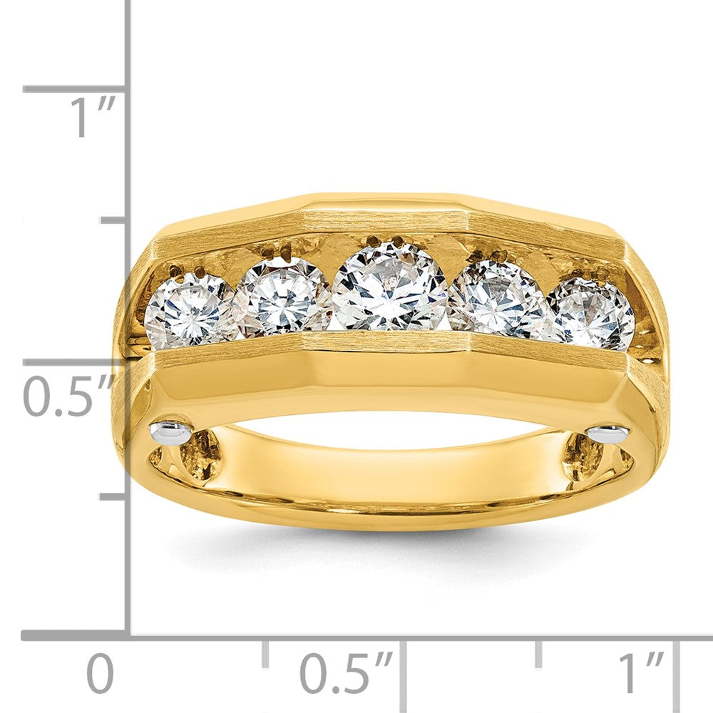 14K Bicolor-Gold Herren-Ring, poliert und satiniert, mit 1,5K Diamant, komplett besetzt