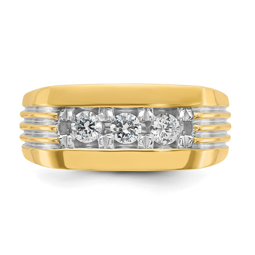 14K Gelb- und Rhodiumgold mit Rhodium Herren-Diamantring mit 0,5 ct