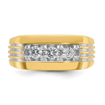 14K Gelb- und Rhodiumgold mit Rhodium Herren-Diamantring mit 0,5 ct