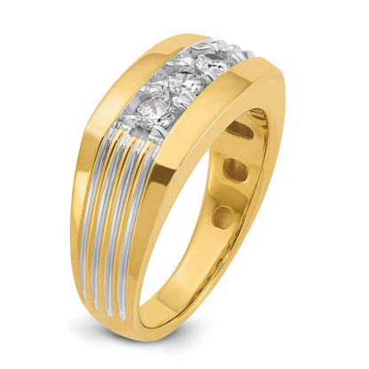 14K Gelb- und Rhodiumgold mit Rhodium Herren-Diamantring mit 0,5 ct