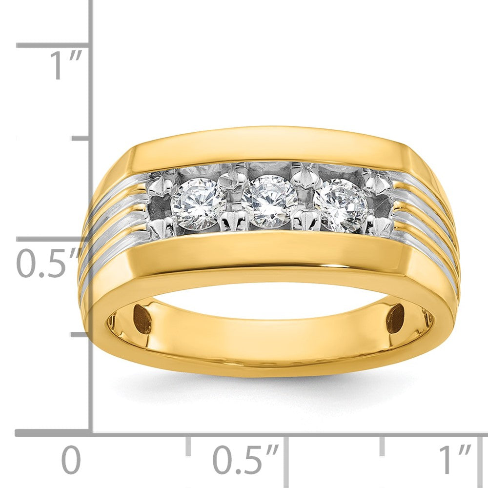 14K Gelb- und Rhodiumgold mit Rhodium Herren-Diamantring mit 0,5 ct