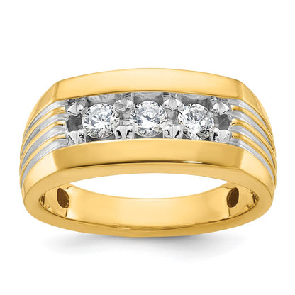 14K Gelb- und Rhodiumgold mit Rhodium Herren-Diamantring mit 0,5 ct