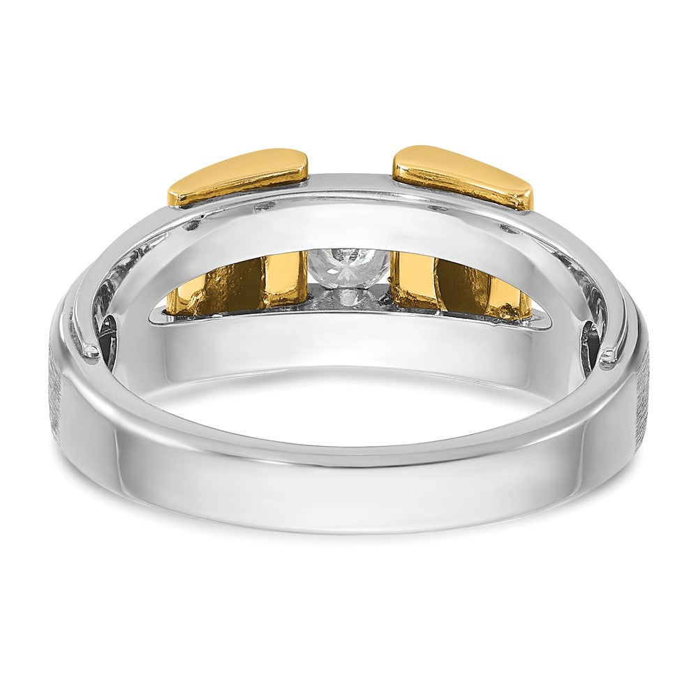 14K Bicolor Gold Herrenring, poliert und satiniert, mit 0,2 ct. Diamant