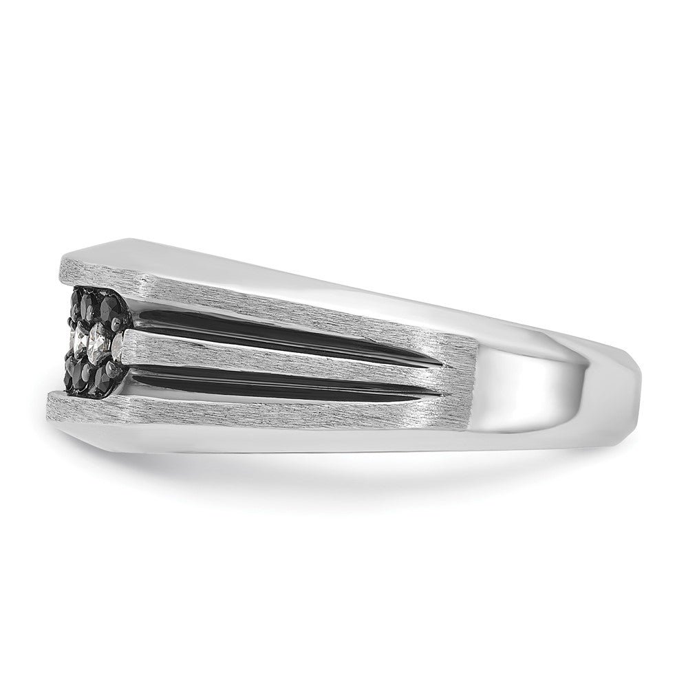 14K Weißgold Herrenring mit Schwarzrhodinium, 0,5K Schwarz-Weiß-Diamant, komplett besetzt