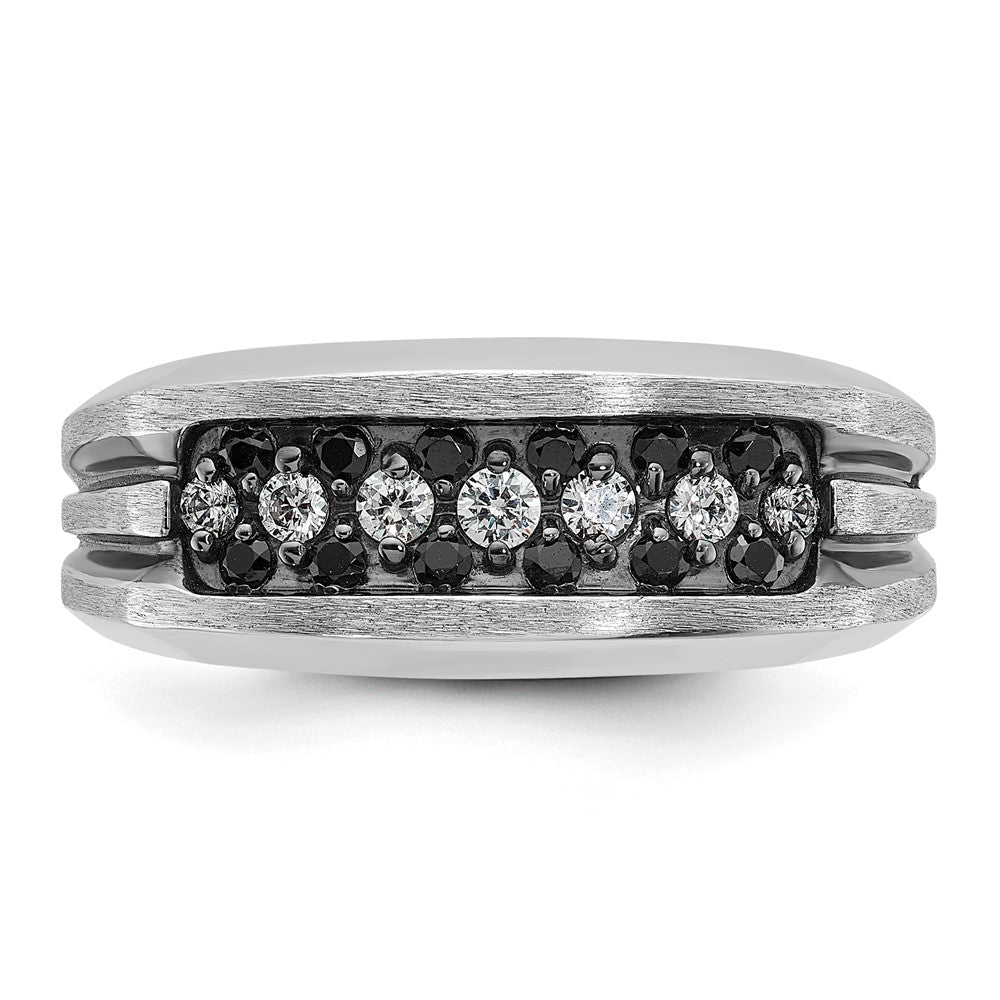 14K Weißgold Herrenring mit Schwarzrhodinium, 0,5K Schwarz-Weiß-Diamant, komplett besetzt