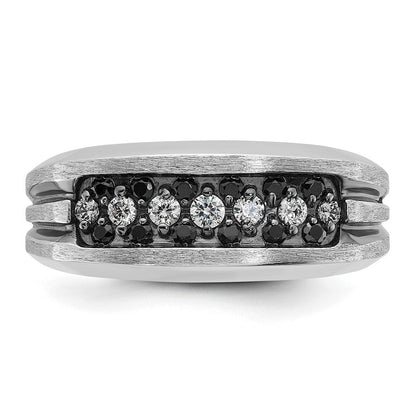 14K Weißgold Herrenring mit Schwarzrhodinium, 0,5K Schwarz-Weiß-Diamant, komplett besetzt