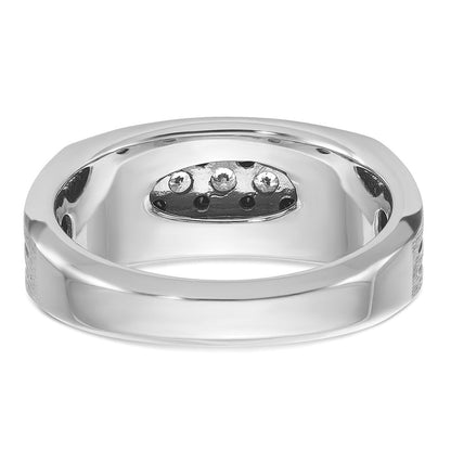 14K Weißgold Herrenring mit Schwarzrhodinium, 0,5K Schwarz-Weiß-Diamant, komplett besetzt