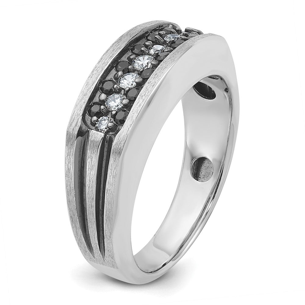 14K Weißgold Herrenring mit Schwarzrhodinium, 0,5K Schwarz-Weiß-Diamant, komplett besetzt
