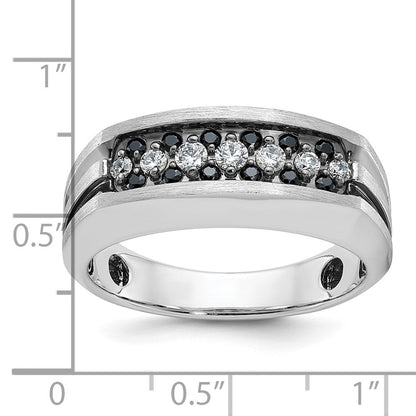 14K Weißgold Herrenring mit Schwarzrhodinium, 0,5K Schwarz-Weiß-Diamant, komplett besetzt