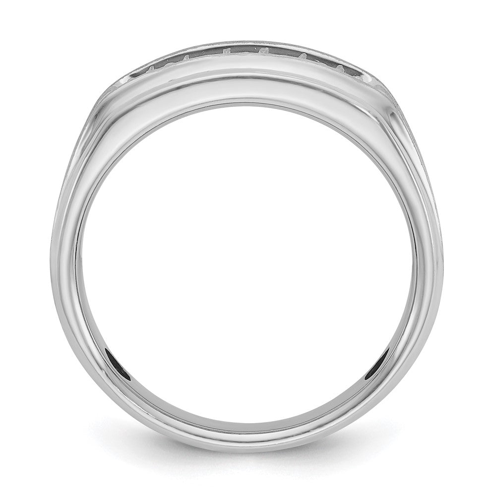 14K Weißgold Herren Ring, poliert und satiniert, mit 0,25K Diamanten komplett besetzt