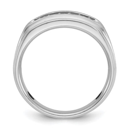 14K Weißgold Herren Ring, poliert und satiniert, mit 0,25K Diamanten komplett besetzt