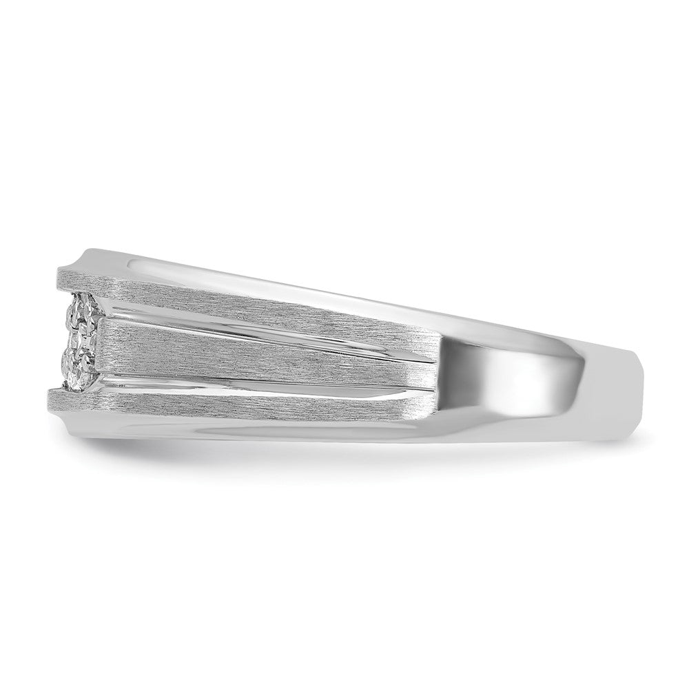 14K Weißgold Herren Ring, poliert und satiniert, mit 0,25K Diamanten komplett besetzt