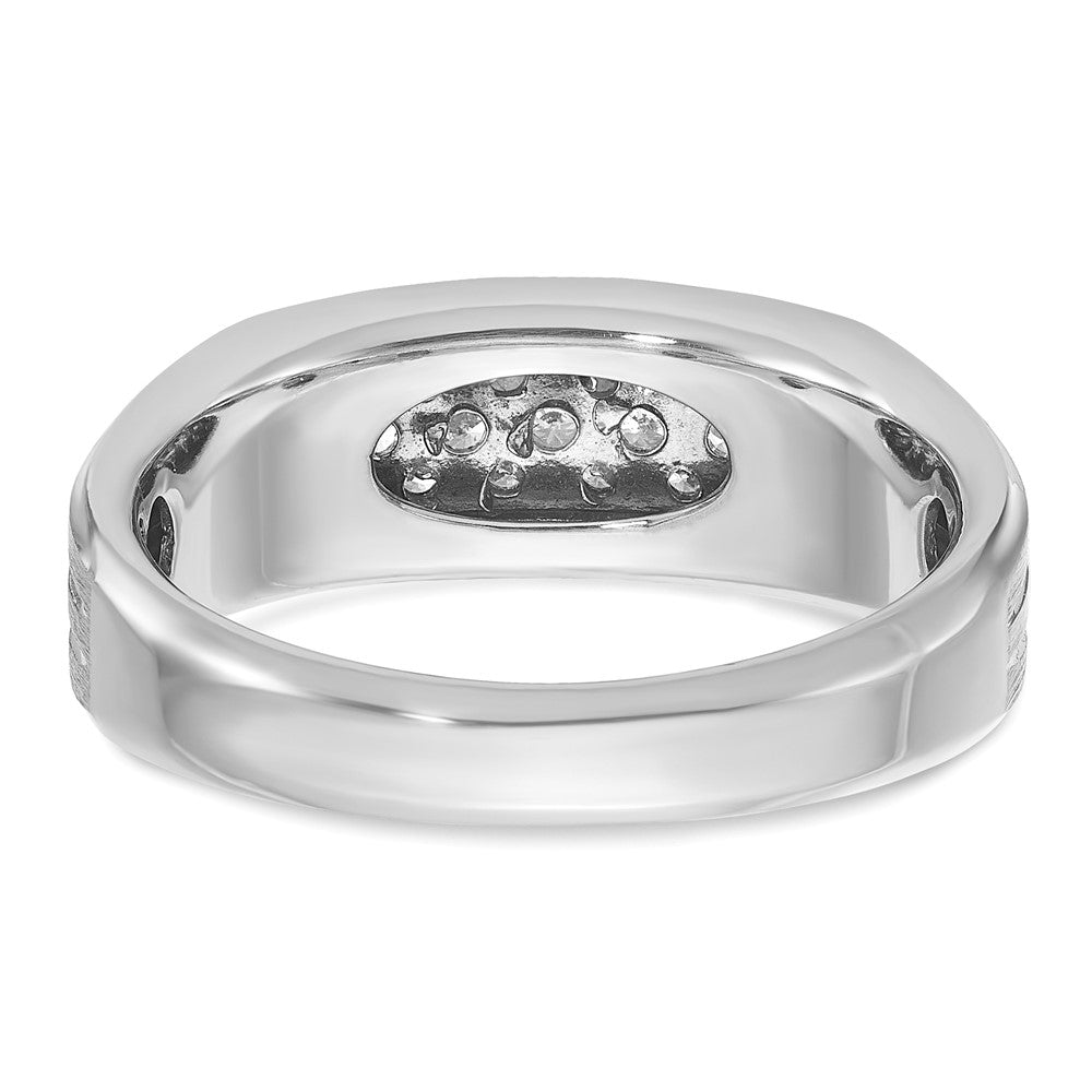 14K Weißgold Herren Ring, poliert und satiniert, mit 0,25K Diamanten komplett besetzt