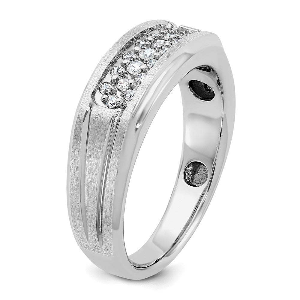 14K Weißgold Herren Ring, poliert und satiniert, mit 0,25K Diamanten komplett besetzt
