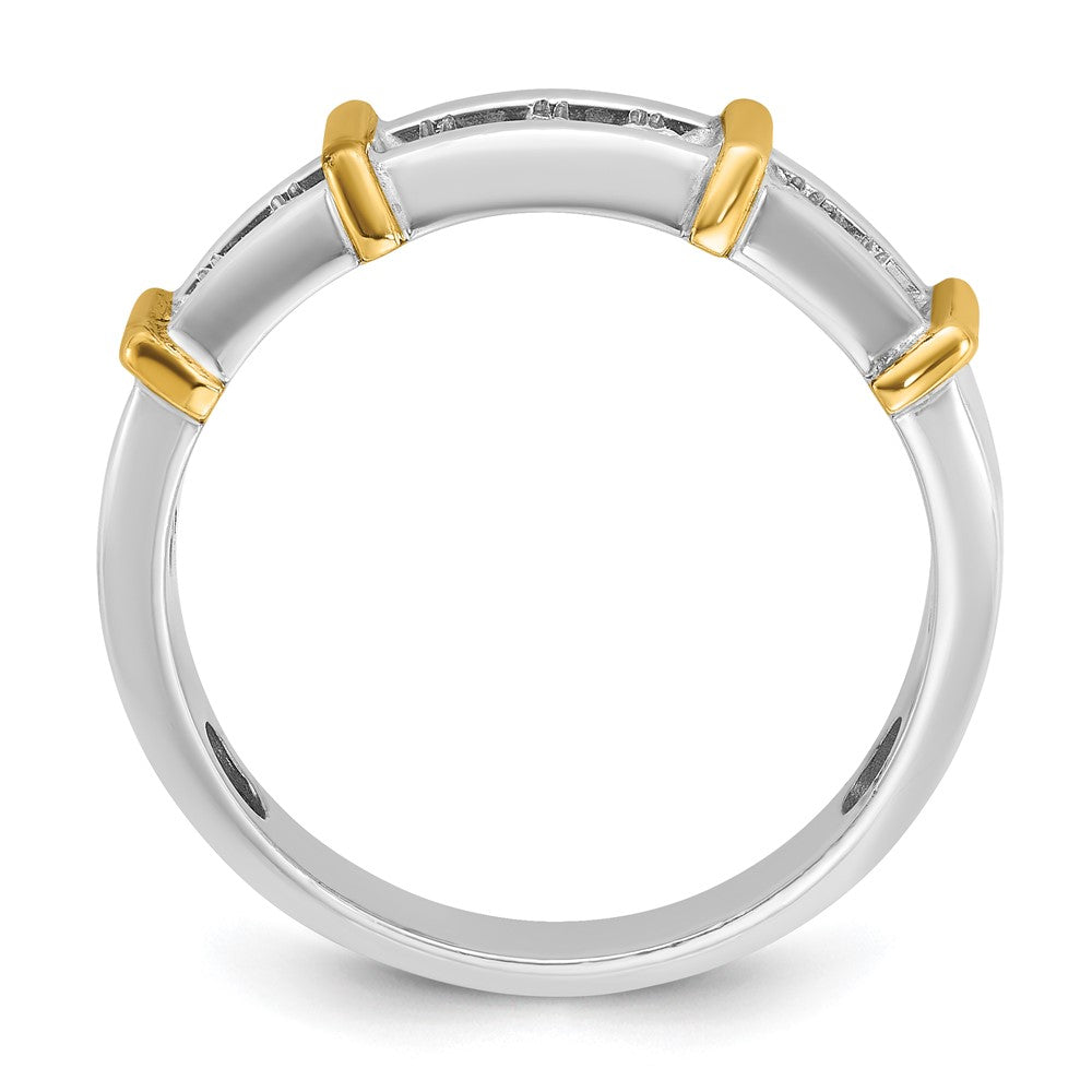 14K Bicolor-Gold Herren-Ring mit 0,5K Diamanten, komplett besetzt
