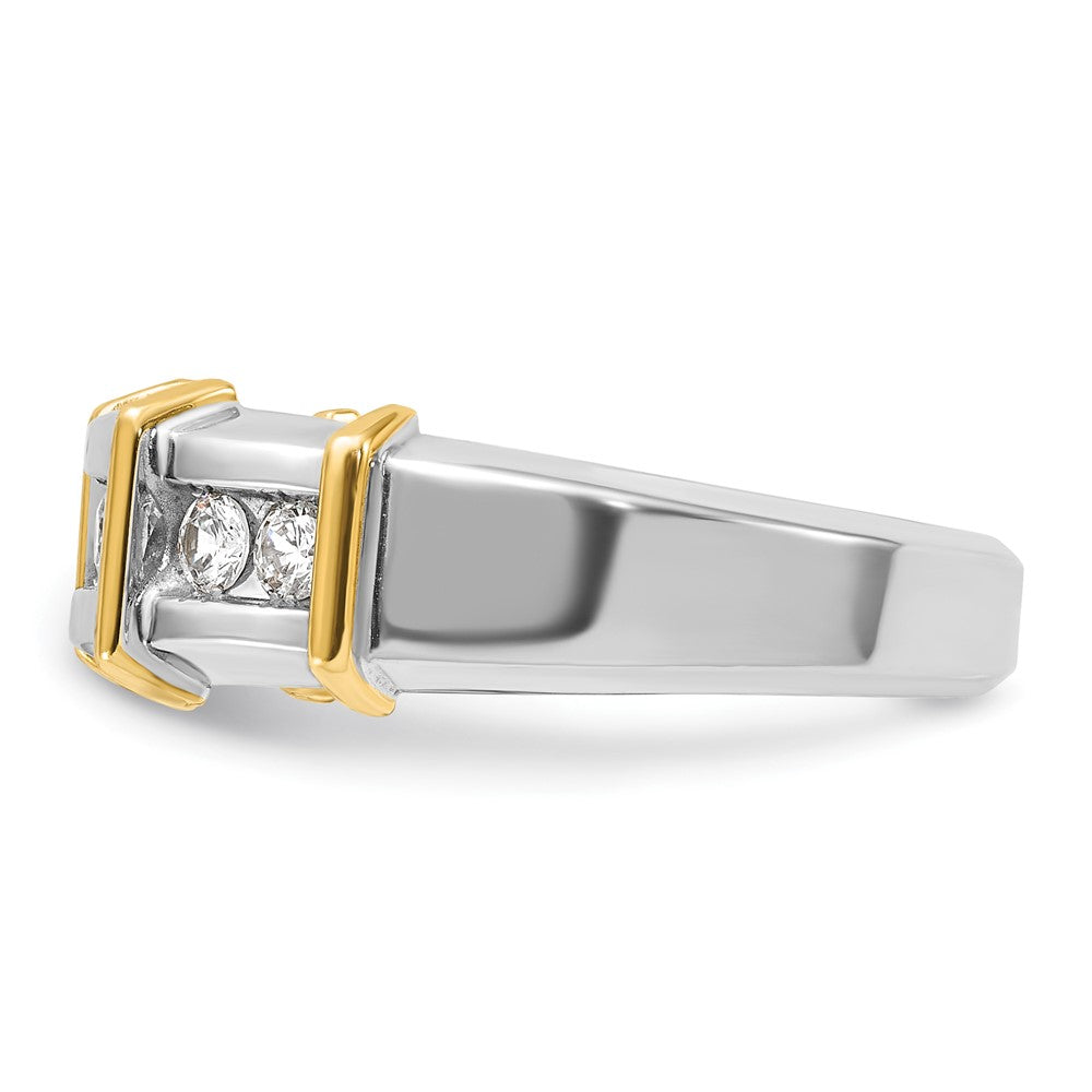 14K Bicolor-Gold Herren-Ring mit 0,5K Diamanten, komplett besetzt