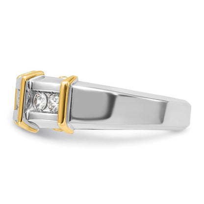 14K Bicolor-Gold Herren-Ring mit 0,5K Diamanten, komplett besetzt