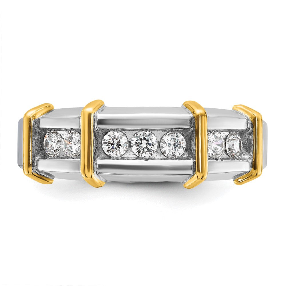 14K Bicolor-Gold Herren-Ring mit 0,5K Diamanten, komplett besetzt