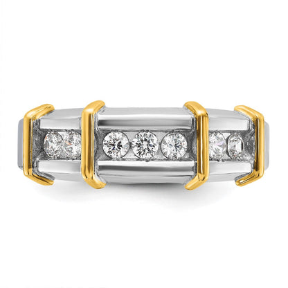 14K Bicolor-Gold Herren-Ring mit 0,5K Diamanten, komplett besetzt