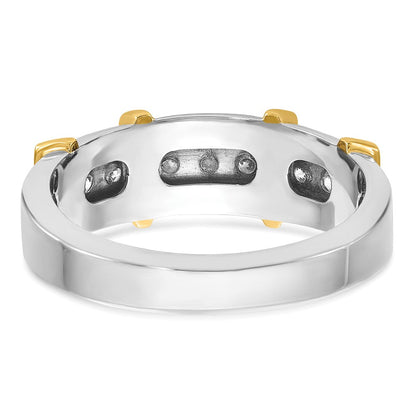 14K Bicolor-Gold Herren-Ring mit 0,5K Diamanten, komplett besetzt