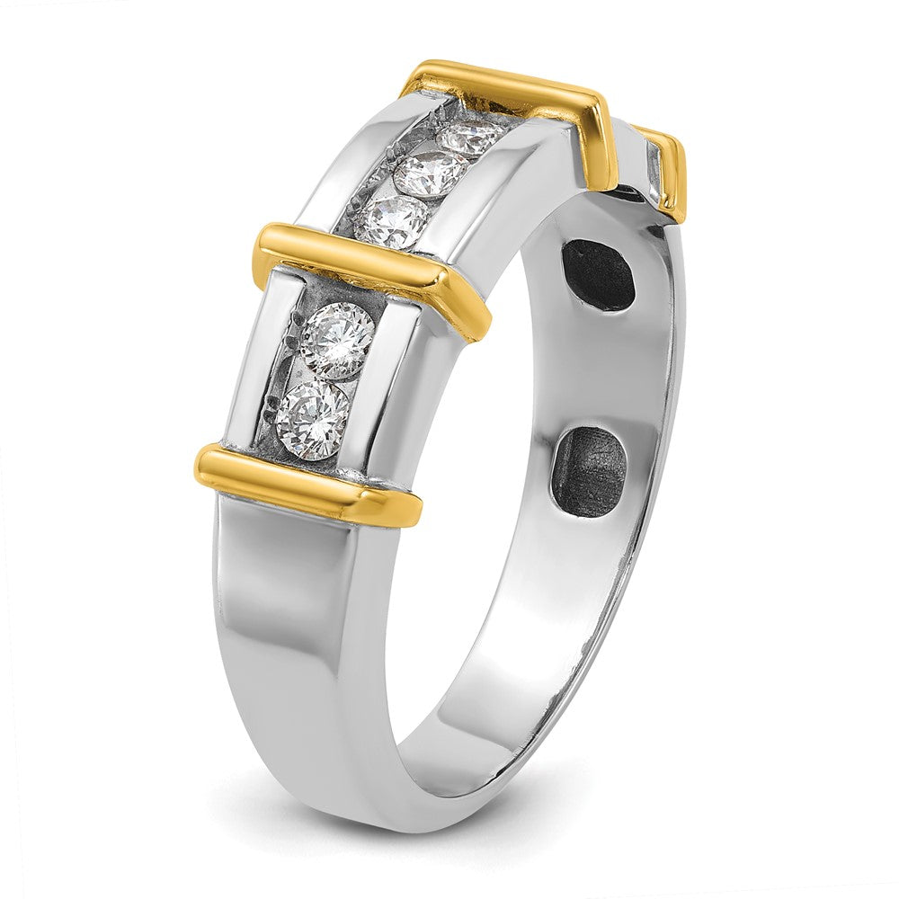14K Bicolor-Gold Herren-Ring mit 0,5K Diamanten, komplett besetzt