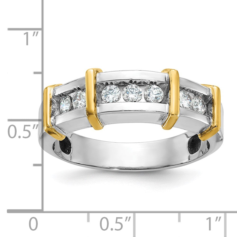 14K Bicolor-Gold Herren-Ring mit 0,5K Diamanten, komplett besetzt