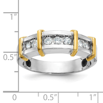14K Bicolor-Gold Herren-Ring mit 0,5K Diamanten, komplett besetzt