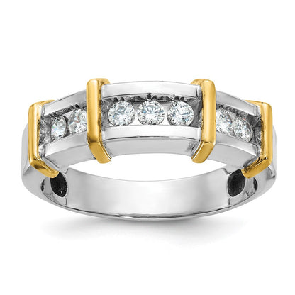 14K Bicolor-Gold Herren-Ring mit 0,5K Diamanten, komplett besetzt