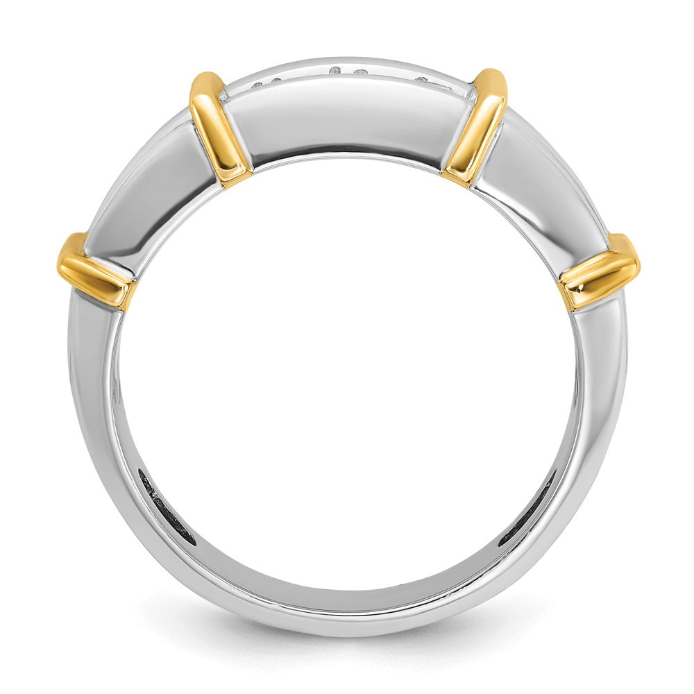 14K Bicolor Gold Herren-Ring mit 1K Diamant