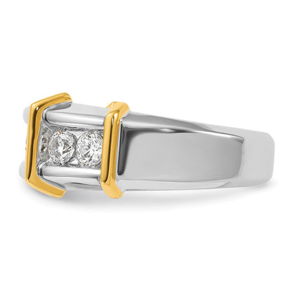 14K Bicolor Gold Herren-Ring mit 1K Diamant