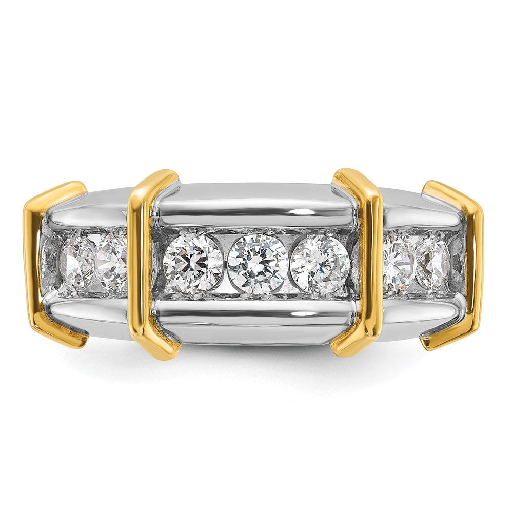 14K Bicolor Gold Herren-Ring mit 1K Diamant