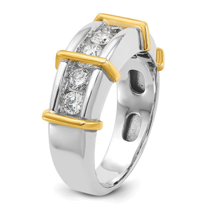 14K Bicolor Gold Herren-Ring mit 1K Diamant