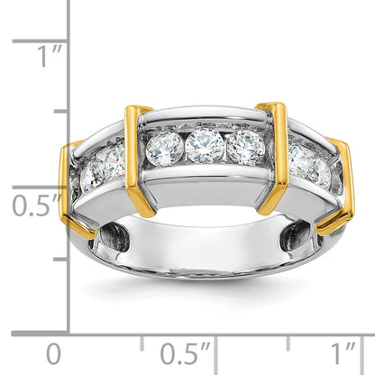 14K Bicolor Gold Herren-Ring mit 1K Diamant