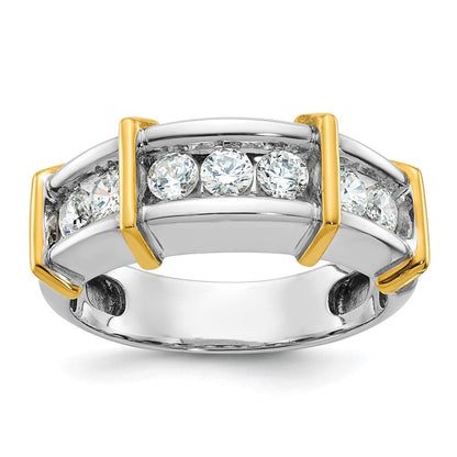 14K Bicolor Gold Herren-Ring mit 1K Diamant