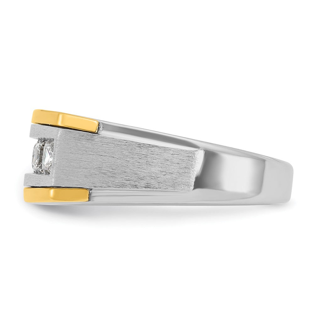 14K Bicolor Herrenring mit 1 ct. Laborgezüchteten Diamanten VS/SI+ G+, poliert und satiniert