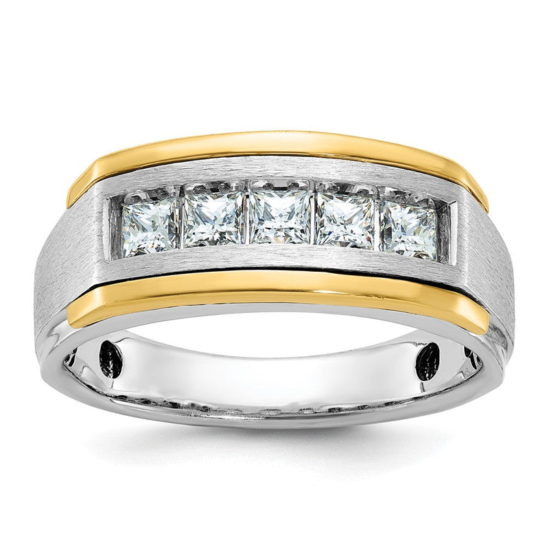 14K Bicolor Herrenring mit 1 ct. Laborgezüchteten Diamanten VS/SI+ G+, poliert und satiniert